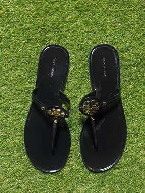 Tory Burch Mini Miller Jelly Thong Sandals Black Size 8